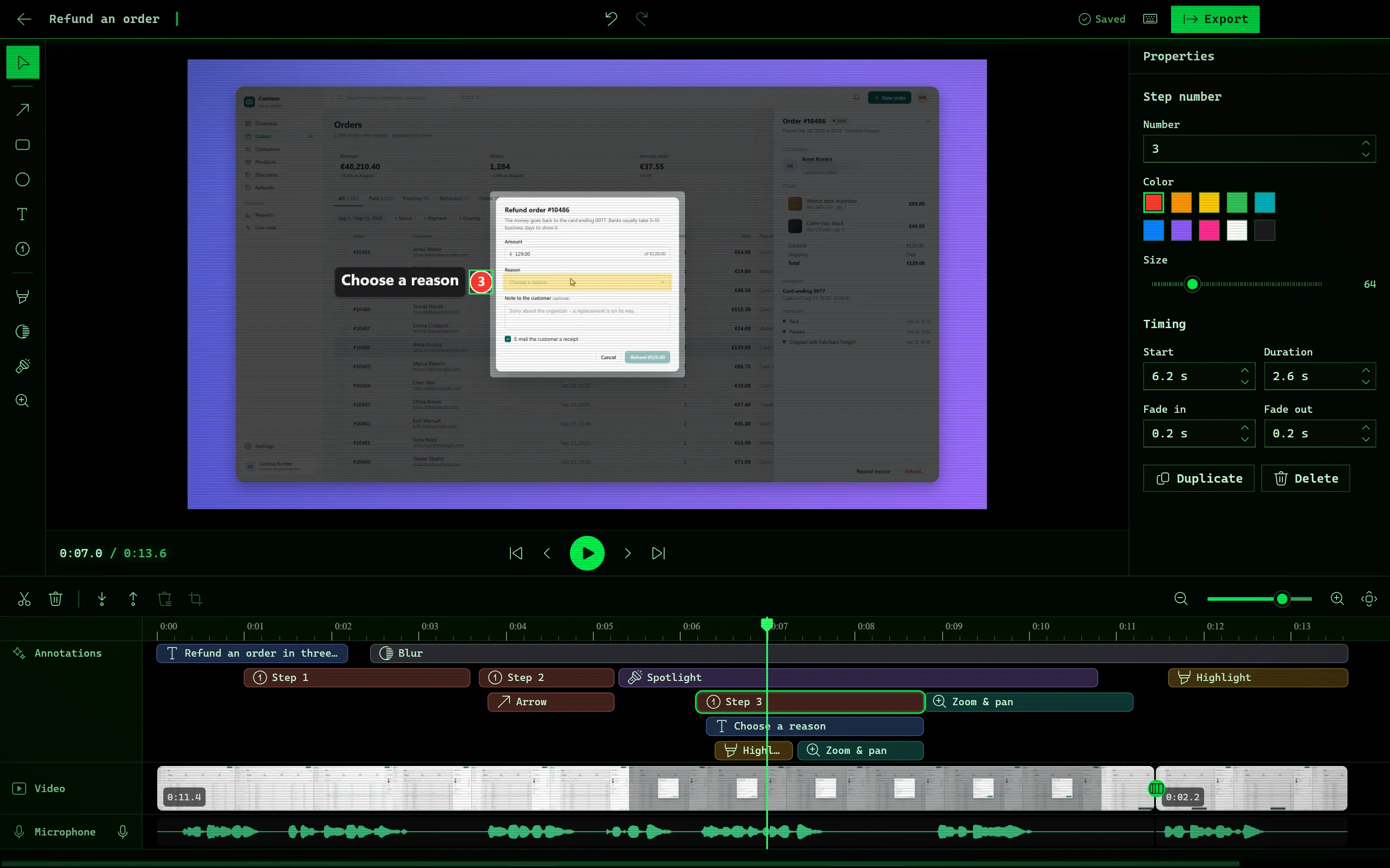 Liveora Studio's editor in the Matrix skin
